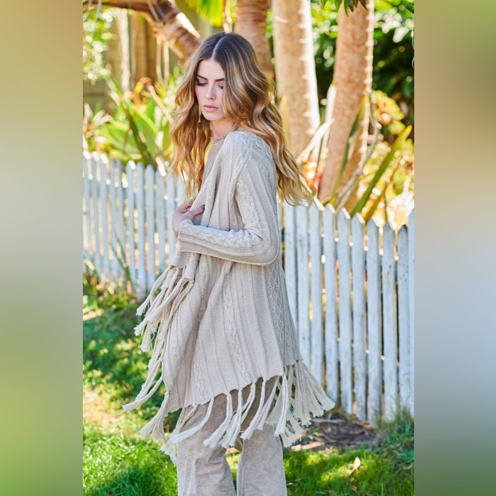 Etnix Byron (Etsy) Boho Wrap Fringe Asymmetrical Tassel Hippie Cardigan Sweater
